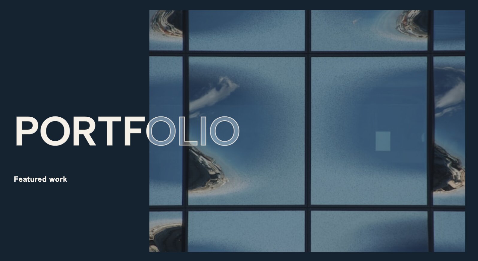 Outlined Overlap Hero with layered text elements for creative agencies