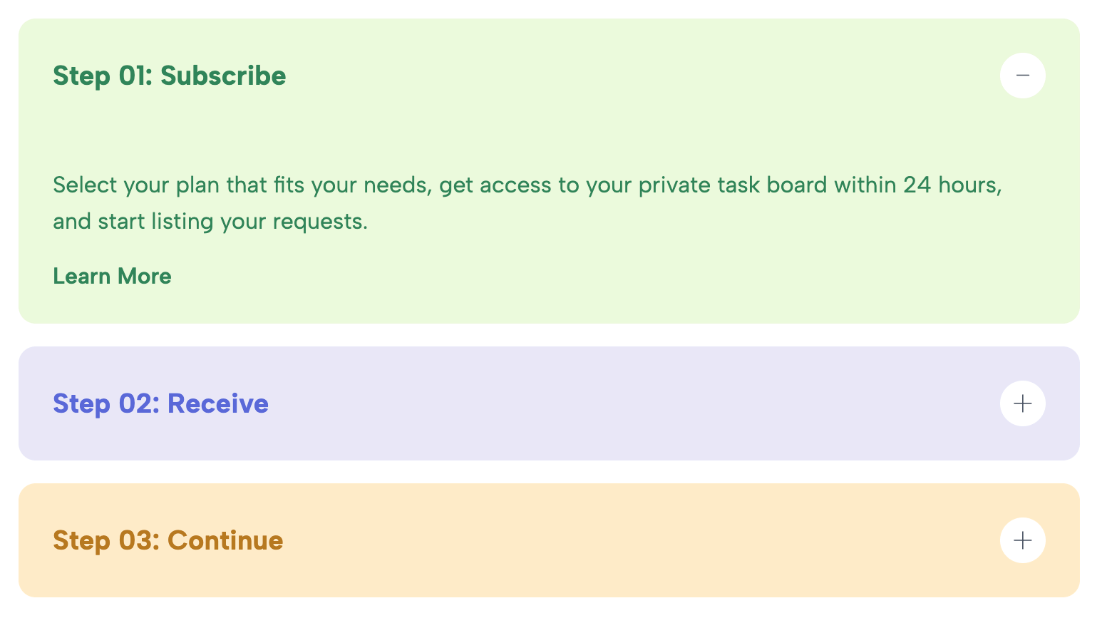 Clean Accordion for Process, Features or Services