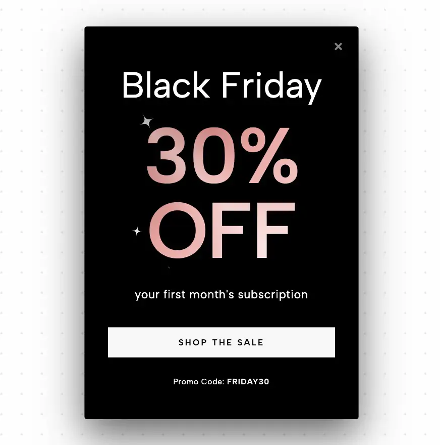 Glitter Sparks Black Friday Popover
