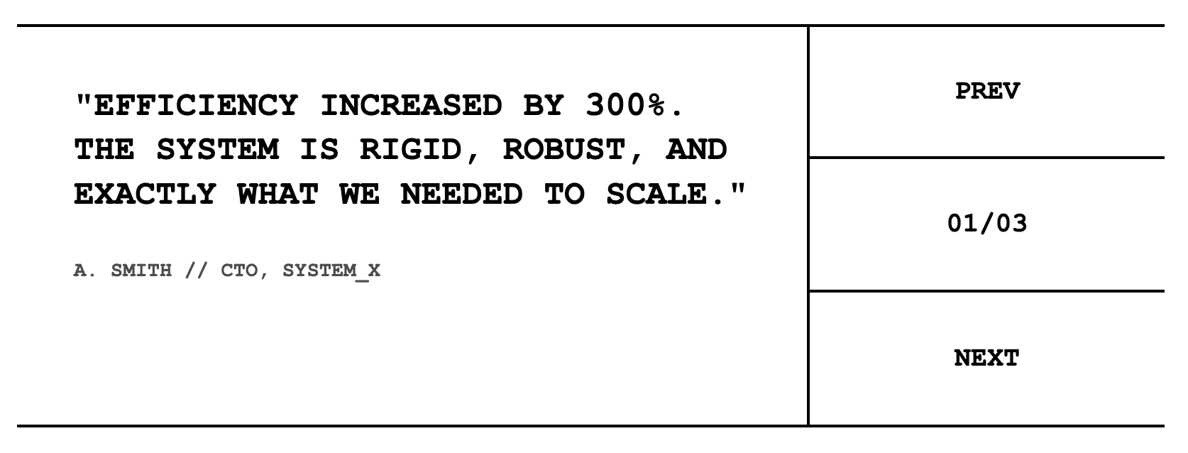 Brutalist Slide Deck Testimonials