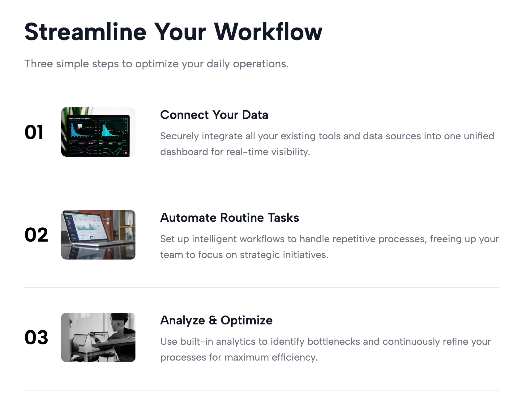 Numbered Feature List with Images