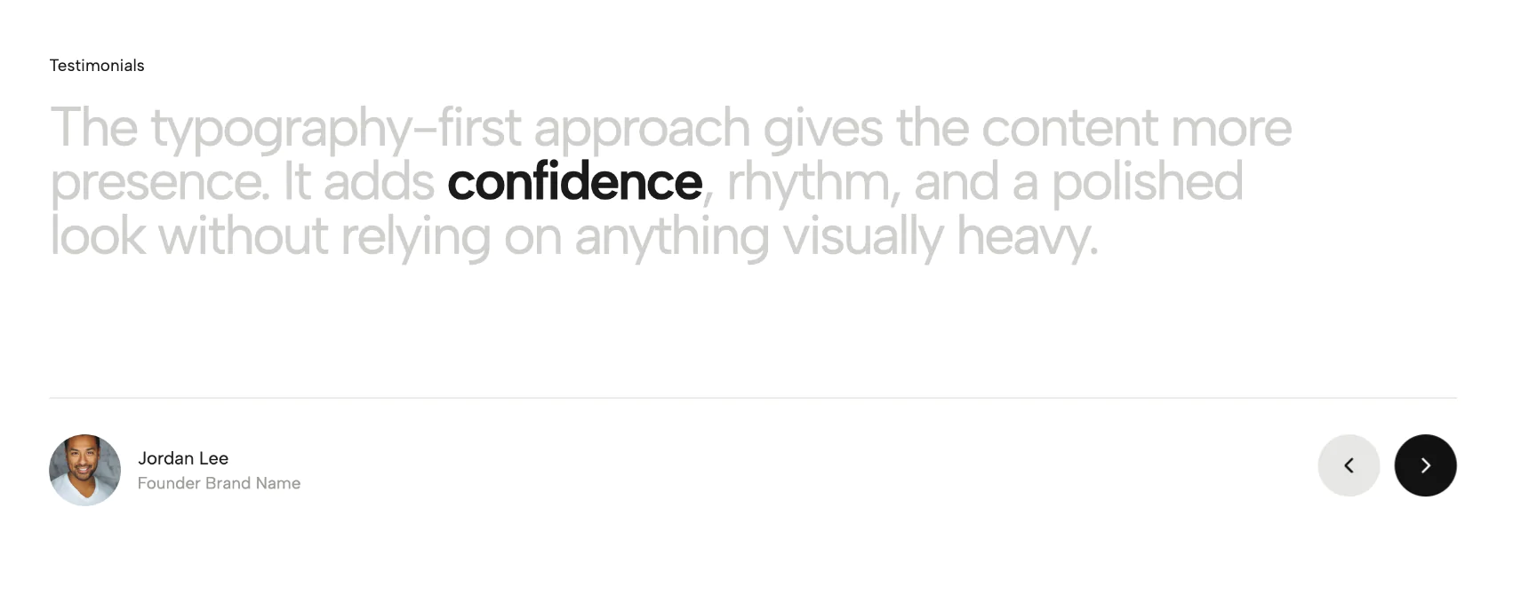 Minimal Editorial Testimonial Slider