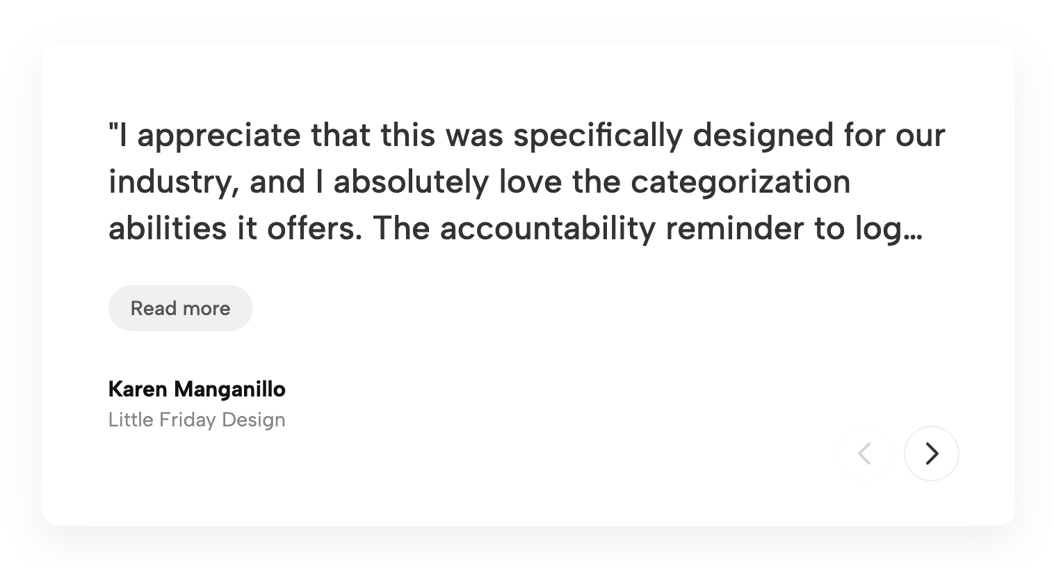 Minimalistic Testimonial Slider with a Read More link