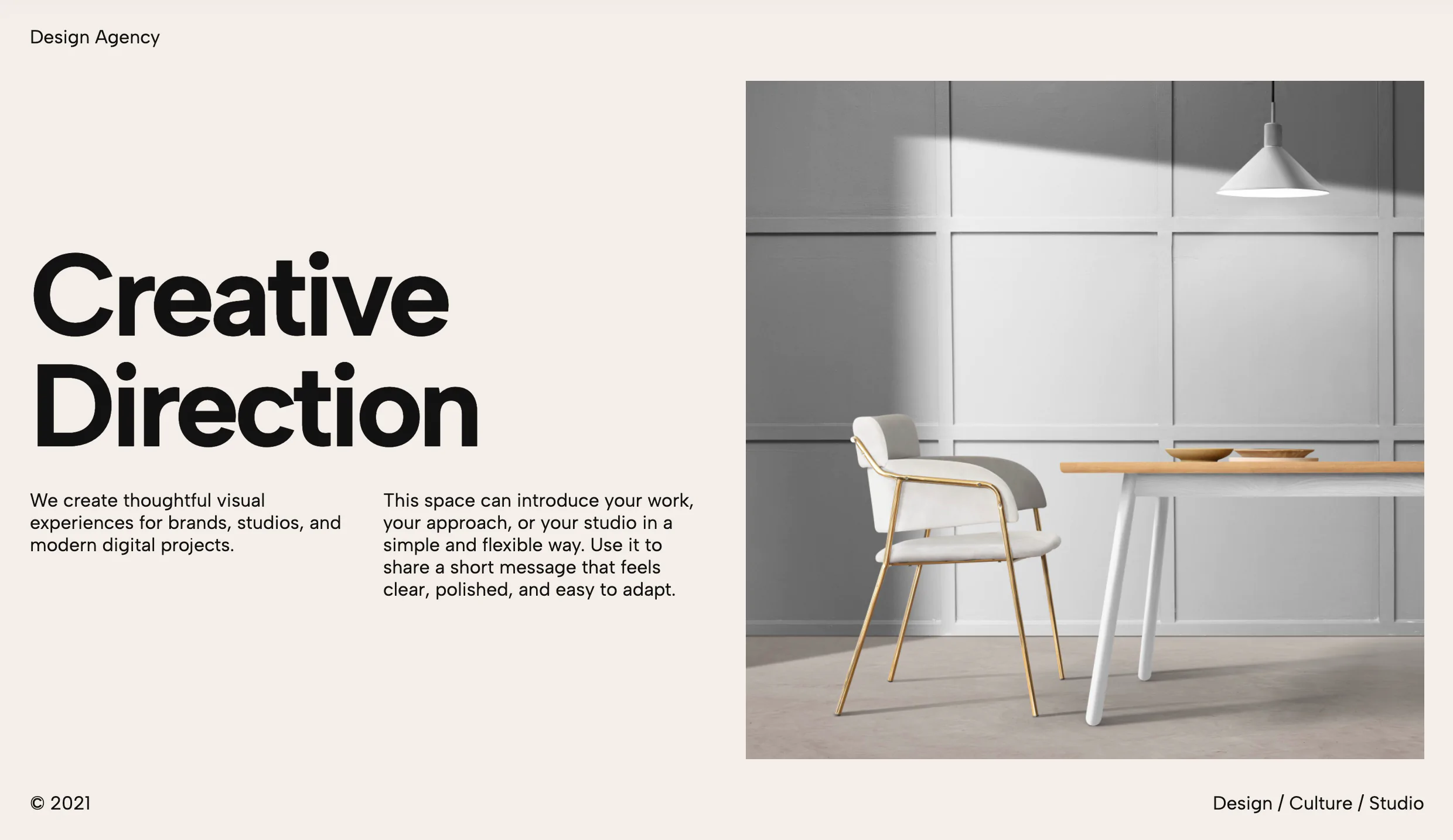 Editorial Split Hero Section With Arrow Link