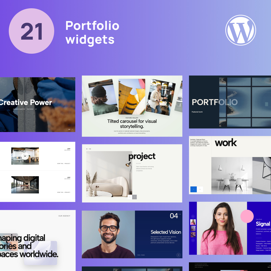 21 Interactive WordPress Portfolio Widgets (Elementor & Gutenberg)