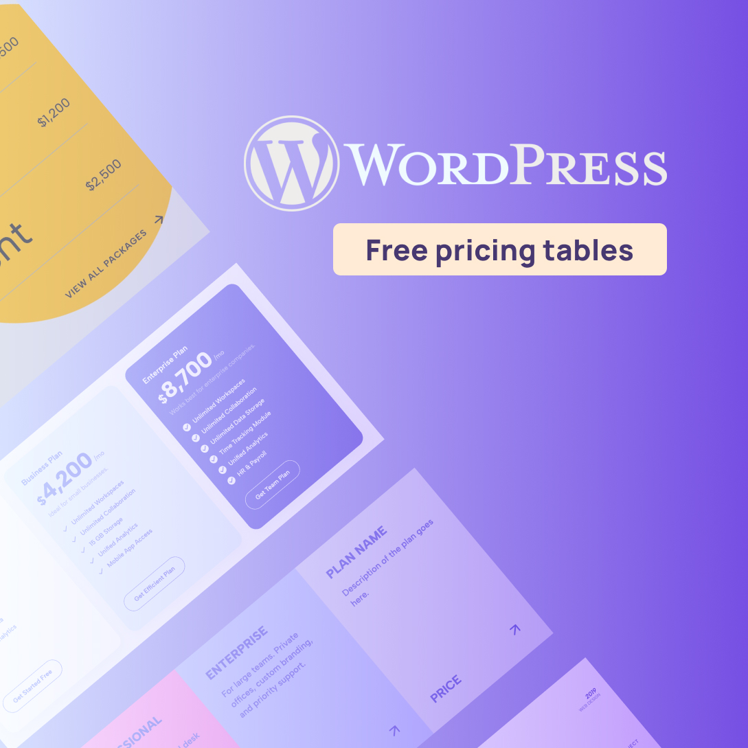 Free WordPress Pricing Table Plugin (+10 Free Templates)