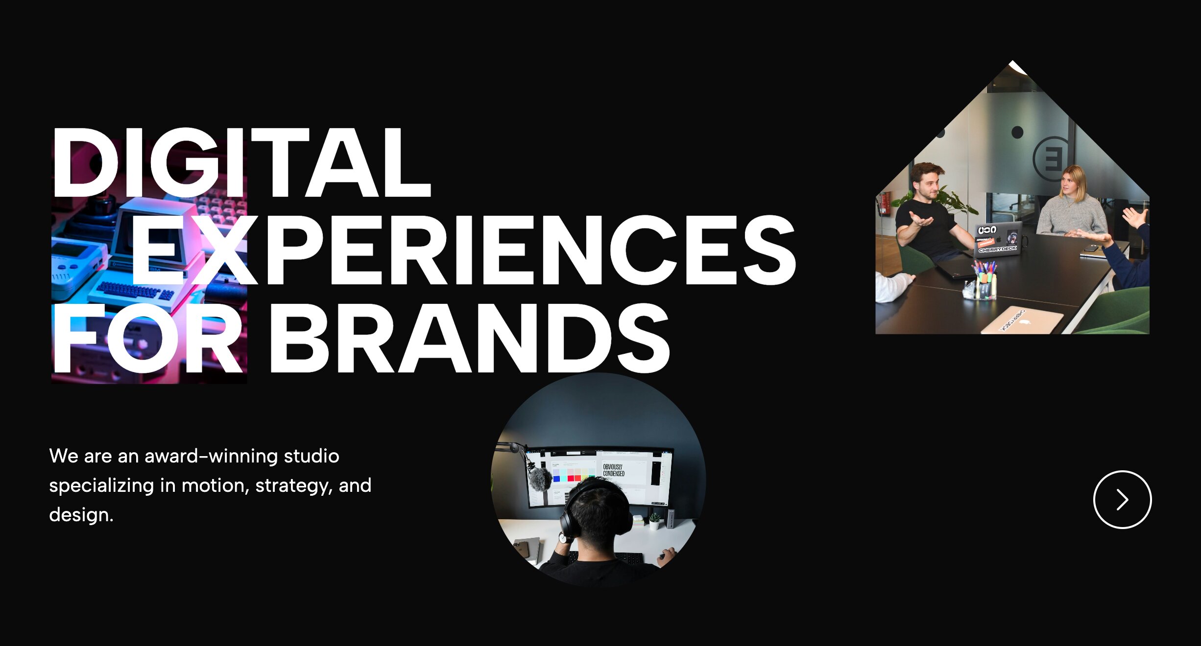 Cinematic Parallax Agency Hero Interactive Portfolio Header for immersive website vision statements
