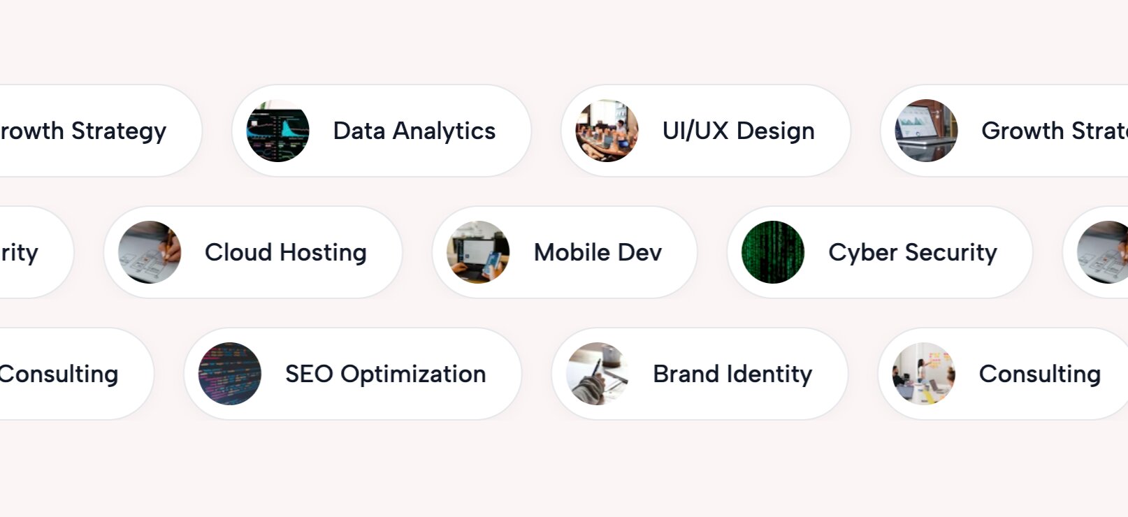 Feature cloud marquee grid highlighting product benefits using smart iconography