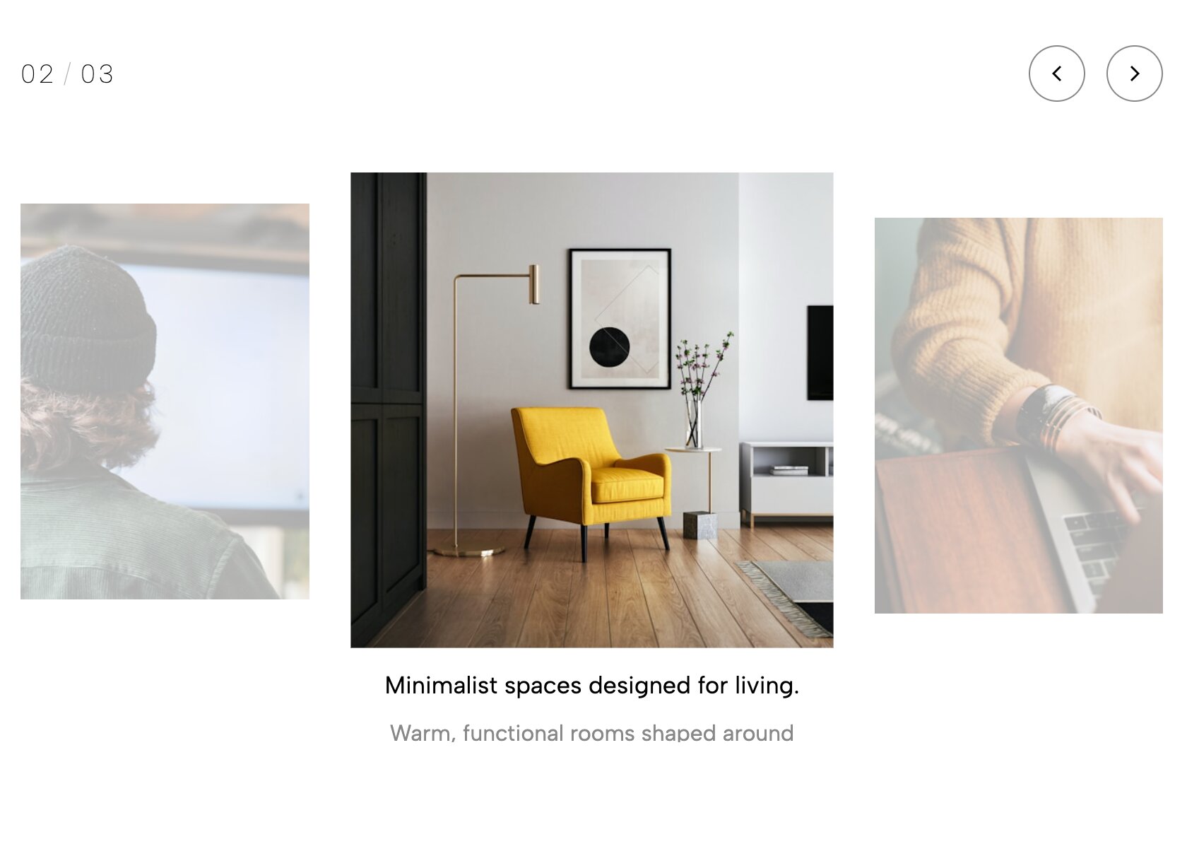 Minimalist Portfolio Carousel displaying clean, distraction-free images without heavy UI elements