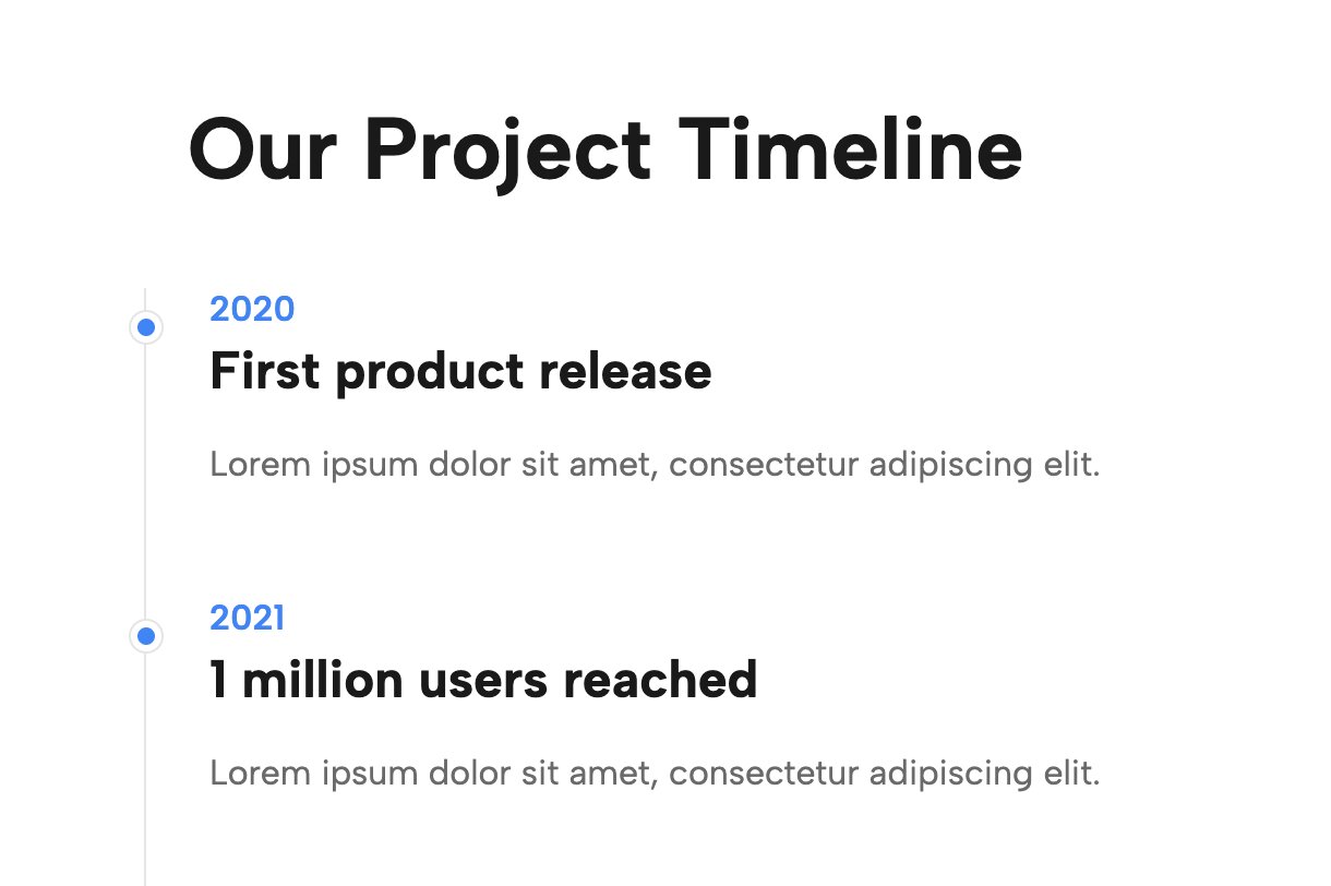 Professional Vertical timeline Squarespace layout for corporate service pages