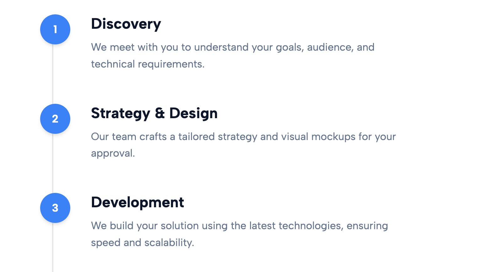Simple process steps template illustrating a clear visual hierarchy for onboarding