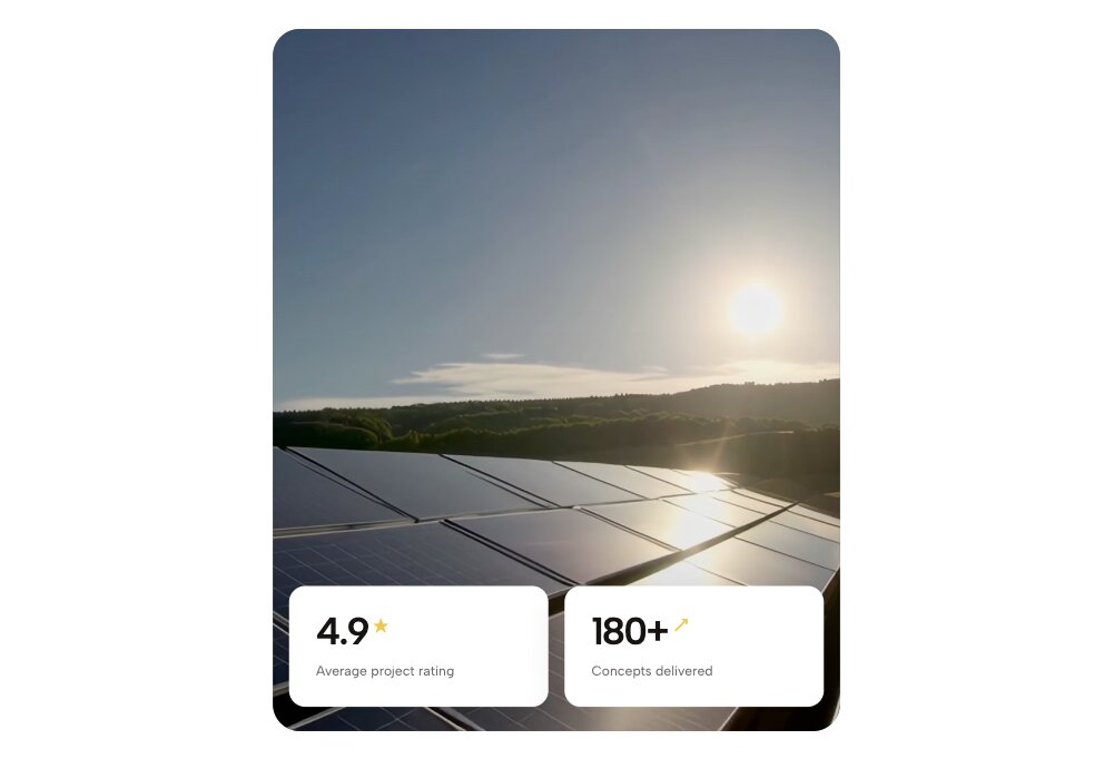 Stat Video Profile Box featuring floating data metric cards over a cinematic video background