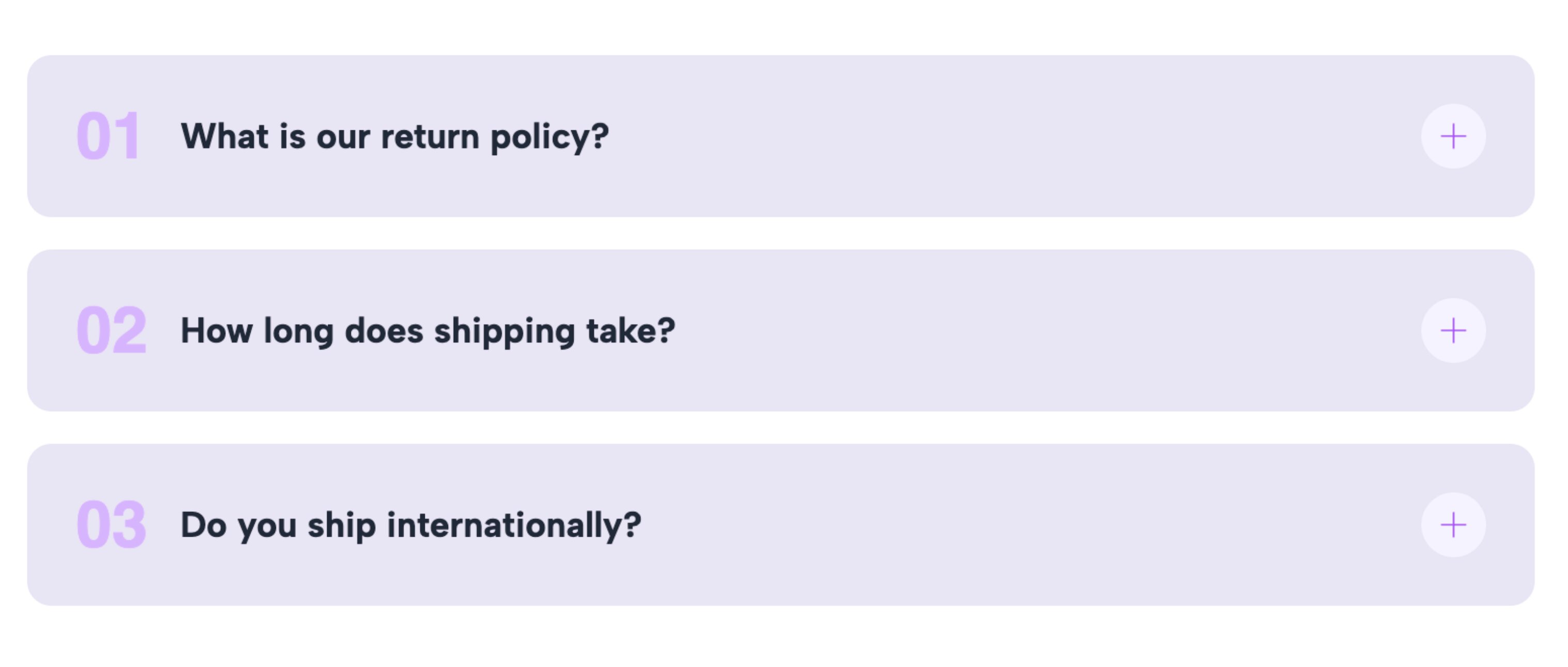 Stylish Editable FAQ Accordion Widget revealing answers with smooth animations