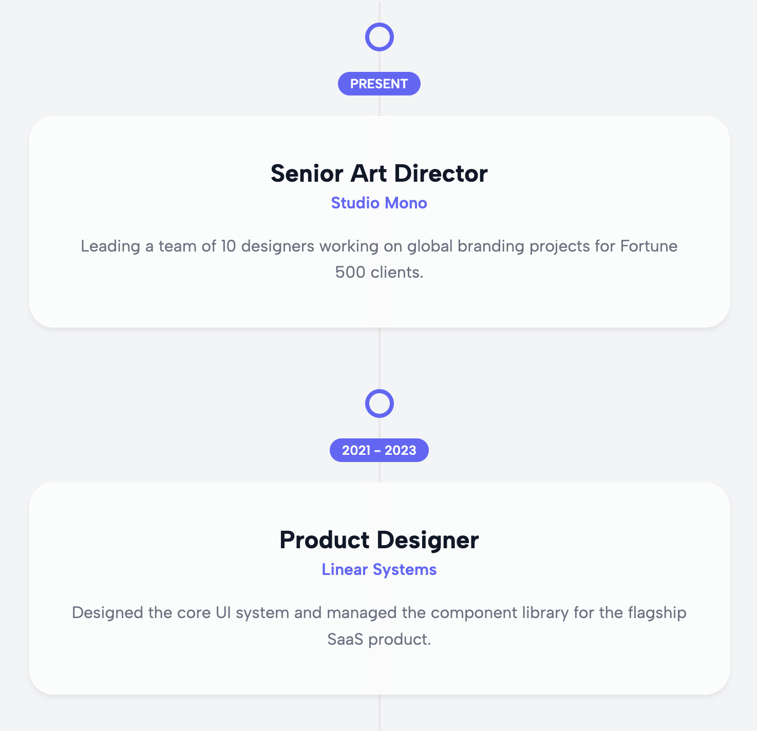 Minimalist Portfolio Timeline