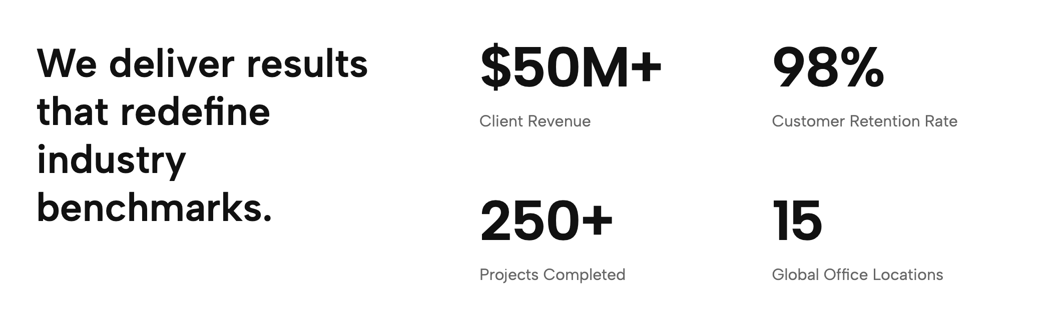 Minimalist Split-Layout Stats Section