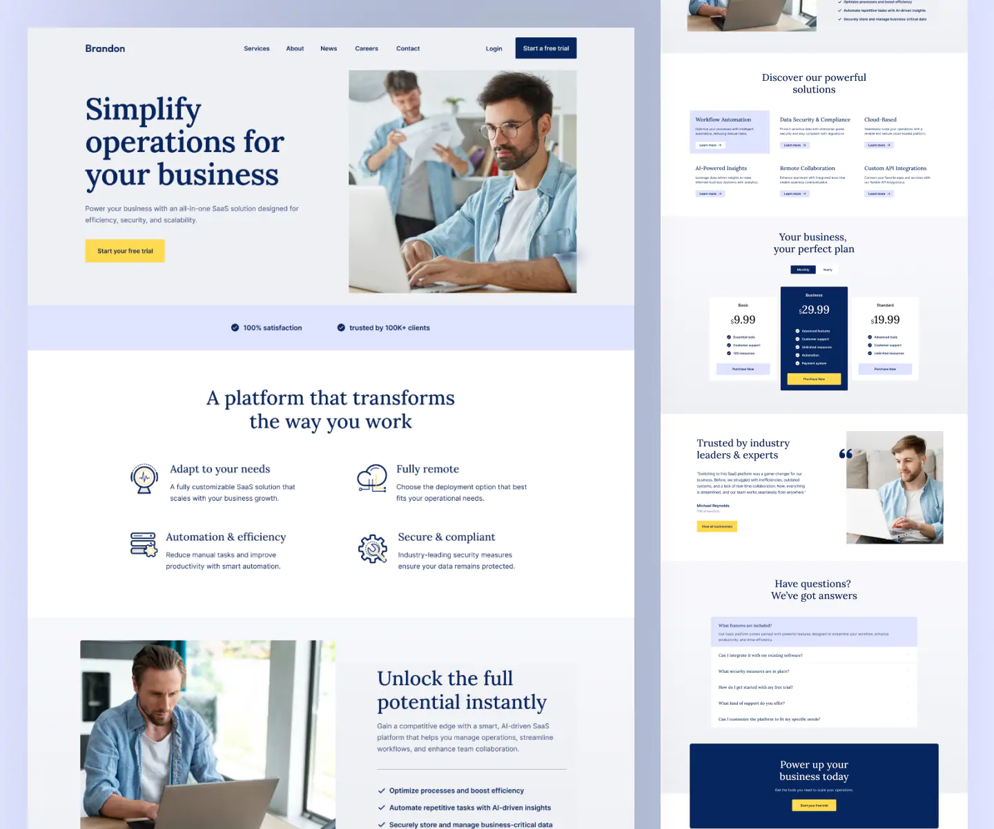 Brandon – Free SaaS Landing Page Figma Template