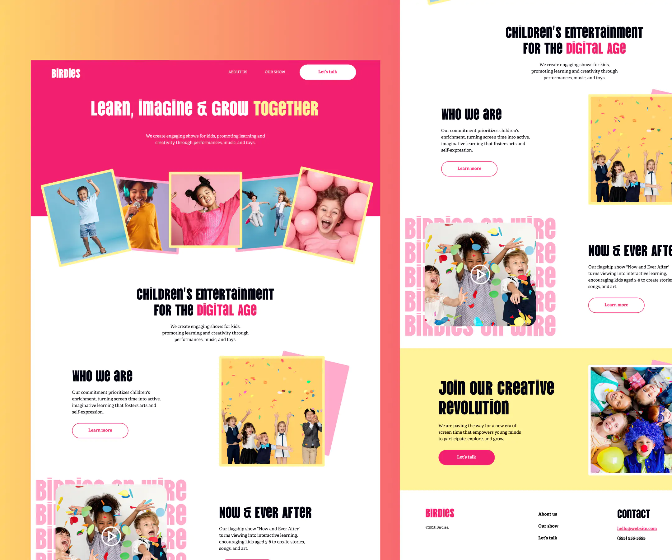 Birdies – Free Figma Landing Page Template for Kids' Entertainment