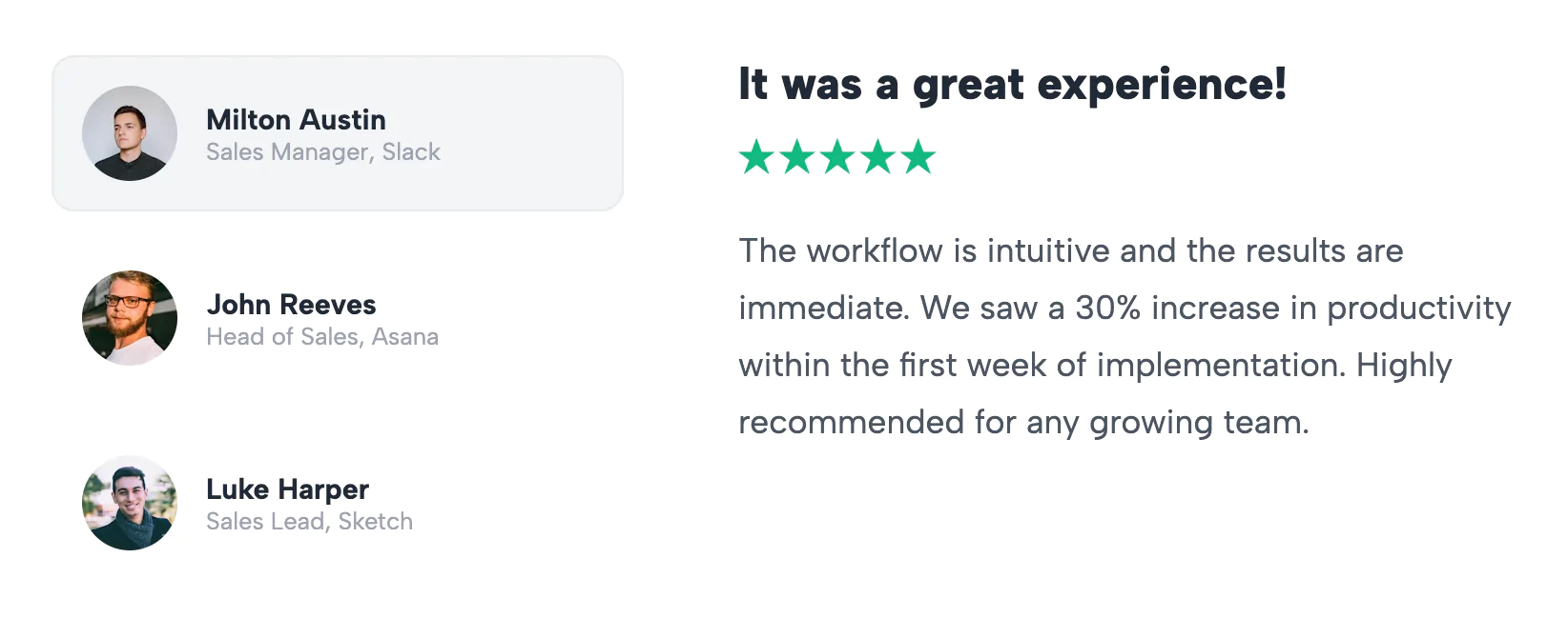 Interactive Tabbed Testimonials