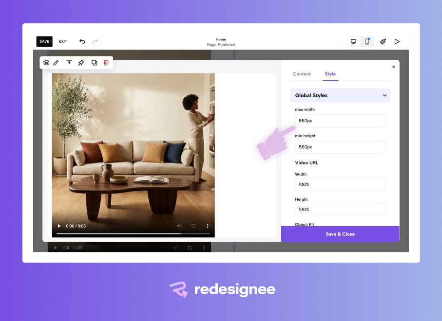 Adjust the max-width and min-height parameters to make the video dynamically fill your Squarespace Fluid Engine container